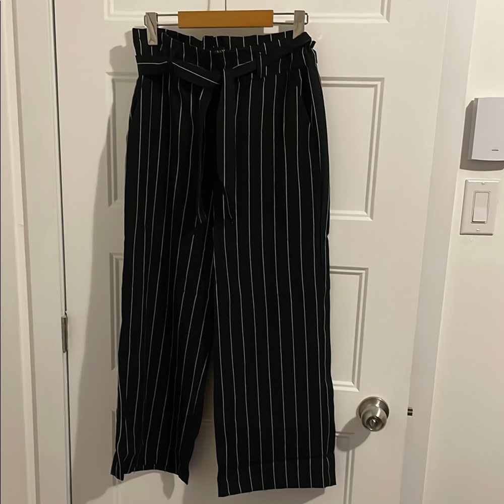 Dynamite Black and White Dress Pants with Pinstripe Pattern